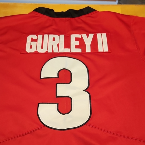 University Of Georgia Nike Red Jersey with Number 3 Gurley II Sewn On Letters - Picture 4 of 5